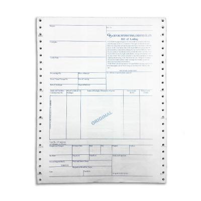 China Custom Paper Roll NCR Bill Of Landing Sea Waybill Continuous Print With Variable CodeBar 9.5*11 (inch) for sale