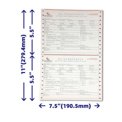 China paper & Custom Shape Carbonless Paper NCR Cardboard Hotel 190x140 Continuous Check Eco-Friendly Bill Printing With Serial Running for sale