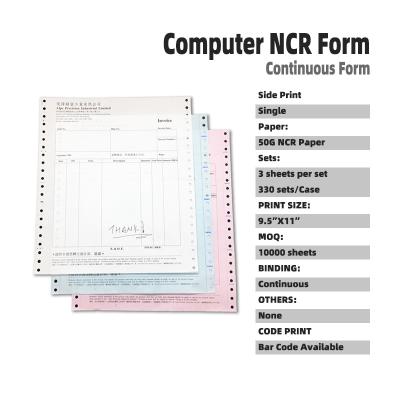 China China Factory Certified by FSC NCR Multi Status Custom Carbon Copy Paper Computer Less Receipt Bill Printing Service Custom Size Accepted for sale