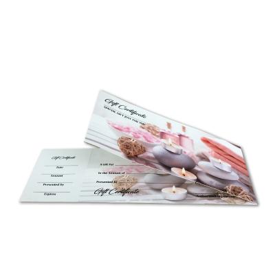 China paper & Cardboard Hot Selling Custom Gift Voucher Coated Perforation Line and Folder Line Certificate Card Paper Printing Service for sale