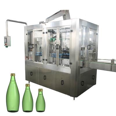 China Full Automatic Beverage CE Standard Good Quality Aluminum Cap Glass Bottle Carbonated Water Filling Machine Line for sale