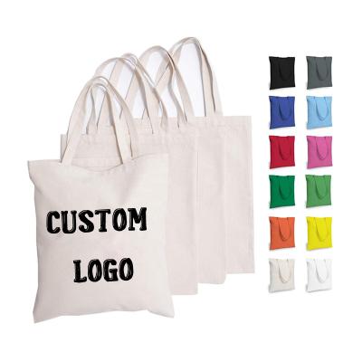 China Wholesale Reusable Empty Tote Bags Portable Cotton Canvas Print Cotton Shoulder Bags Canvas Shopping Bag With Custom Logo for sale