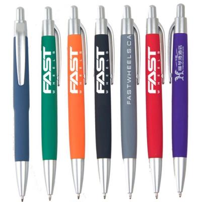 China Nonprofit Organizations Soft Rubber Coated Finished Plastic Pens With Custom Logo for sale