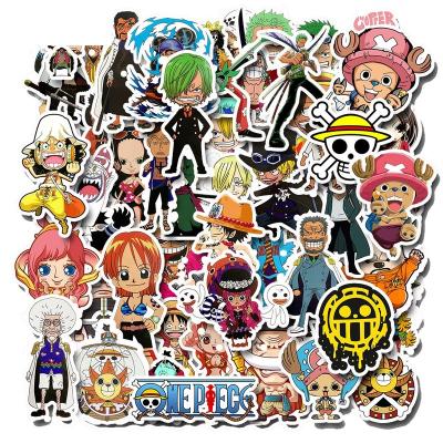 China 50Pcs Luffy Soron Sticker Pirate One Piece Cartoon Paste Label Table Decorative Children Book Decorative Phone Anime Stickers for sale