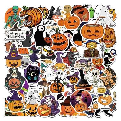 China Cartoon Sticker Pumpkin Bat Ghost Kawaii Festival Decal Sticker Party Decoration Halloween Waterproof Adhesive Stickers for sale