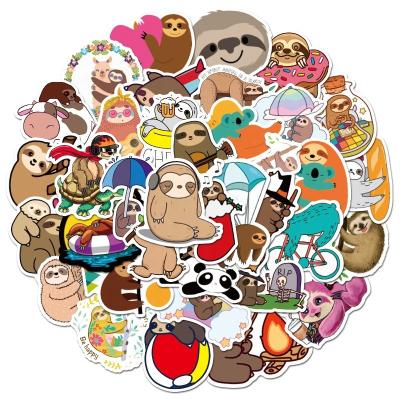 China 50Pcs Decorative Cute Cartoon Sloth Sticker Animal Paper Sticker For Kids Playing Diy Vinyl Luggage Decorative Waterproof Stickers for sale