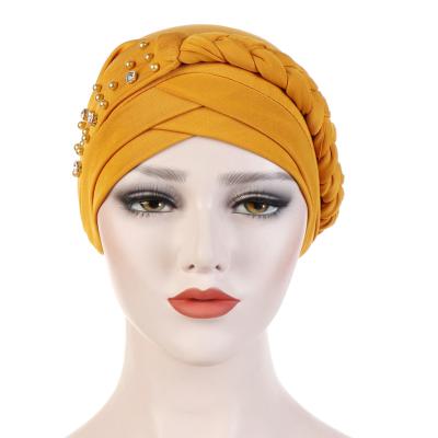 China Keep Hot New Chemo African Headscarf Braid Hats Fashion Cancer Head Turban Head Wrap Hijab Chiffon Hood For Women for sale