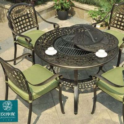 China The traditional high end outdoor patio furniture set the cast aluminum barbecue table and chair for sale