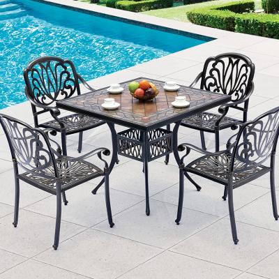 China 2019 Supply High Quality Garden Factory UV Protection Outdoor Patio Furniture Marble Table And Chair Sets For Restaurant for sale