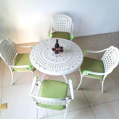 China UV Protection Cast Aluminum Garden Furniture Outdoor White Table Chair Set for sale