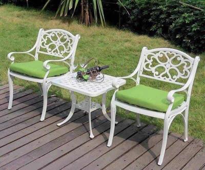 China New easy design for outdoor easy cast aluminum color one white table and two chairs for sale