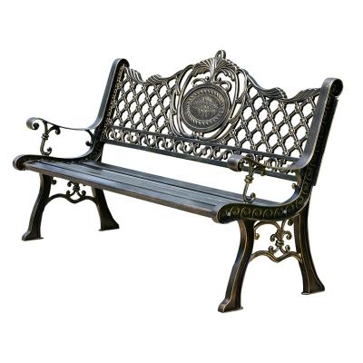 China Hot Selling UV Protection Modern Outdoor Furniture Metal Die Cast Aluminum Garden Bench Waiting Long Park Chair Brown for sale