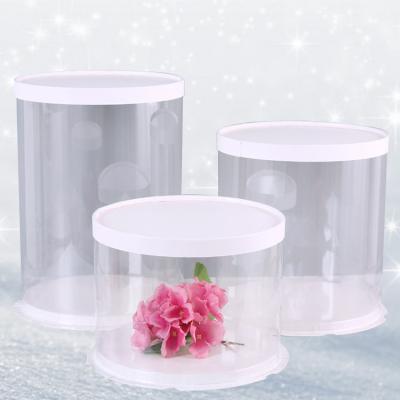 China Custom Logo Recyclable 6 Food Grade 8 10inch Transparent PET Tall Cake Box Round Gift Packaging Box for sale