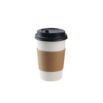 China 8 Ounce Biodegradable Disposable Plastic Free Paper Cup With Sleeve And Lid Customer Printed Coffee Cup For Hot And Cold Drink for sale