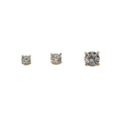 China Wholesale CLASSIC Classic Design Jewelry Women 2.5mm/3mm/4mm Piercing 925 Sterling Silver CZ Stud Earrings for sale