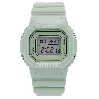 China LED Display Sports Matcha Watch Small Square Electronic School Girl Waterproof Watch for sale