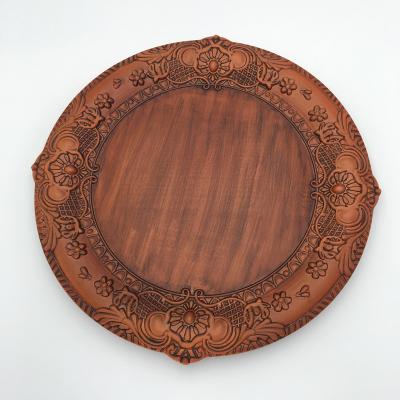 China Europe Customized Coaster Household Dining Mat Hollowed Out Wooden Coaster Solid Wood Bowl Mat Plate for sale