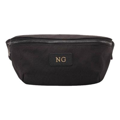 China Factory Water Proof Nylon and Leather Waist Bag High Quality Men's Waist Bag Black Zipper Closure Custom Women's Waist Bag for sale