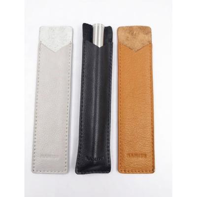 China Schools & Offices Fashion Custom Pen One Piece Leather Sleeve Different Color Pen Leather Sleeve Wholesale for sale