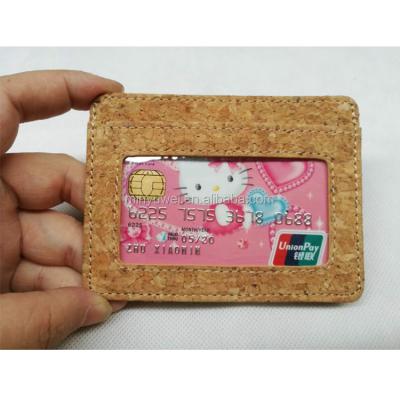 China Fashion Cork Leather Card Holder Wallet Cork Material Durable Awesome ID Window Holder for sale