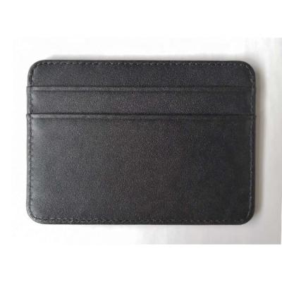 China Side Soft Genuine Leather Wallet Credit Card Holder Double Card Slots Card Holder For Men Soft for sale