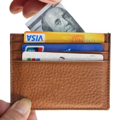 China Ultrathin Slim Leather Front Wallet Pocket Credit Card Holder Pocket RFID Business Card ID Window Card Holder for sale