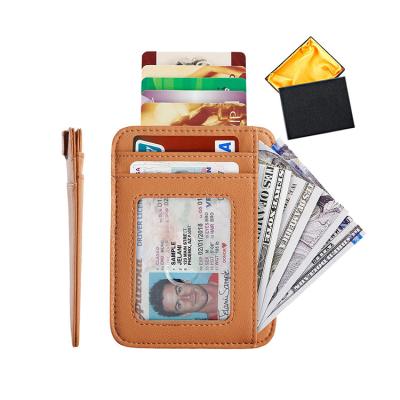 China Classic Style Slim Wallets For Men Women RFID Small Mini Wallet Slim Money Clip Credit Card Holder Case Leather Front Pocket for sale