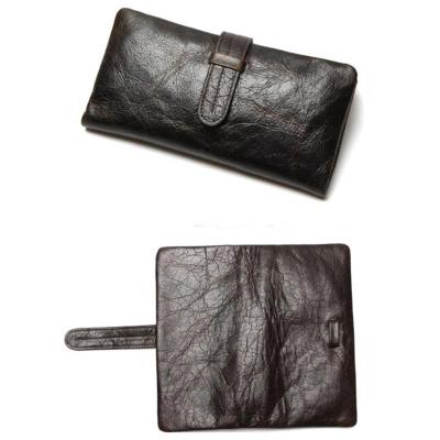 China Oil Waterproof Long Wax Mens Leather Wallets Designer With Coin Pocket for sale