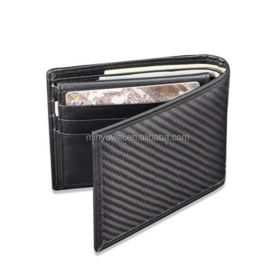 China Design Waterproof Short Mens Handmade Carbon Fiber And Genuine Leather Wallet With Fin Cover for sale