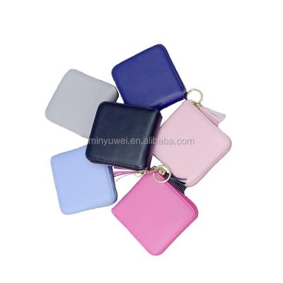 China Small Waterproof Women's Credit Card Holder Key Holder PU Bi-fold Cash Leather Wallet With Key Chain Hot Selling for sale