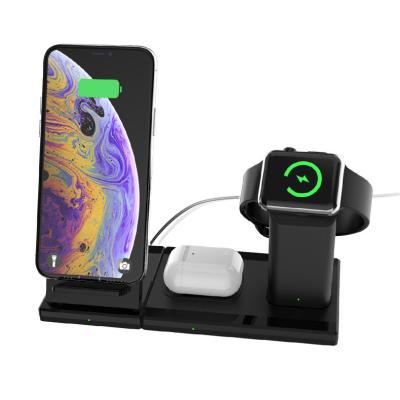 China Portable 3 in 1 Fast Wireless Charger Stand Magnetic Type-C 15w Qi Charging for iPhone 11 Apple Watch AirPods Pro Samsung s10 for sale