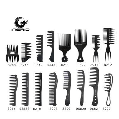 China Anti-Static Carbon Fiber Salon Hairdressing Tooth Comb Set Large Wide Hairdressing Oil Comb for sale