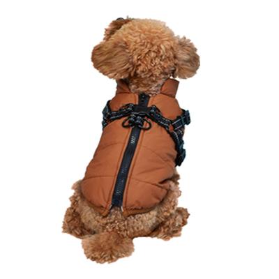 China Cool Stocked Dog Pet Fleece Coat Windproof Waterproof Warm Cloth With Releaseable Harness for sale