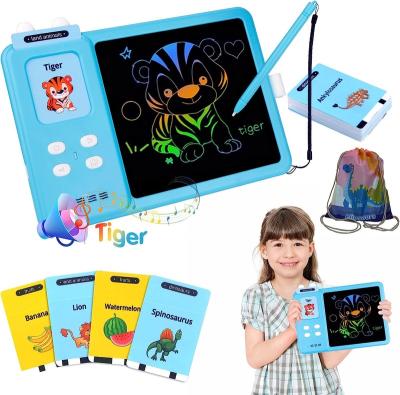 China Kids Coloring Toy/Talking Flash Cards Talking Flash cards with lcd Drawing Tablet lcd Writing Tablet with 112 talking Flash Cards Gift for Autistic Children for sale