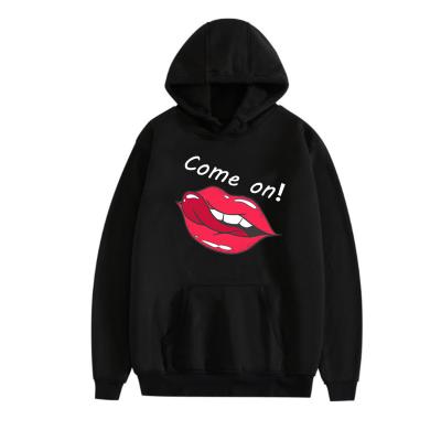 China Sexy Lips Hoodie Women's Anti-Wrinkle Tongue Pattern Pullover Hooded Sweatshirt for sale