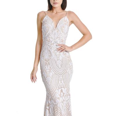 China Anti-Static Women's Sequin Sparkle Elegant Casual Maxi Prom Party Evening Dresses Sleeveless Sexy Lace for sale