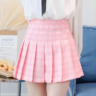 China Wholesale Anti-Static Women's Casual High Waist Plaid A Line Pleated Mini Skirt Short for sale