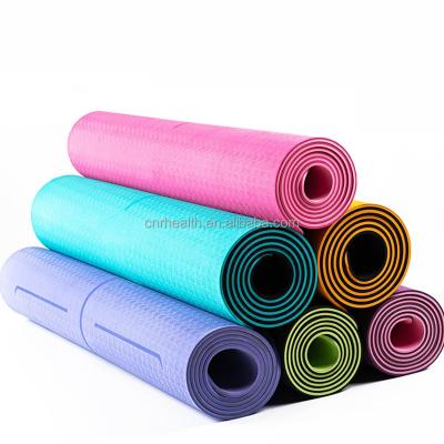 China Yoga Tape Yoga Mat 6mm For Beginner Mat Yoga Sports Exercise Non-Slip Pad With Stance Line For Home Fitness Gym Pilates Mats for sale