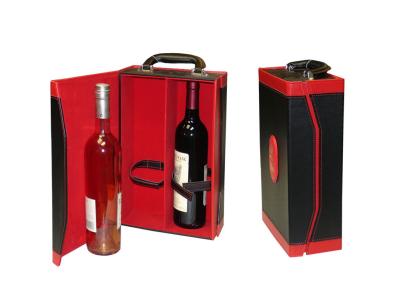 China Leather Wine Packaging Boxes with handle, Embossing for promotional gifts for sale