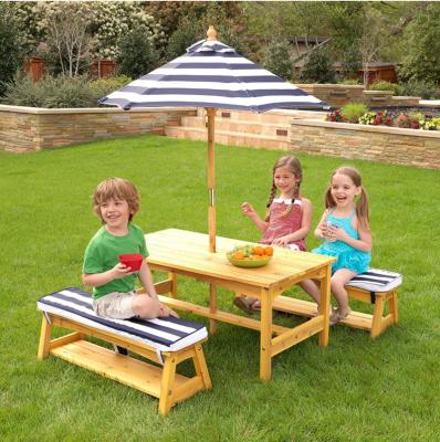 China Mid Century Outdoor Table And Set With Umbrella Kids Backyard Furniture Gift For Ages 3 -8 Kids for sale