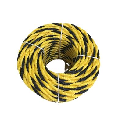 China Customized Fishing Field PE Twisted Tiger Color Ropes Polyethylene Monofilament Rope Yellow And Black Rope For Warning Mark for sale