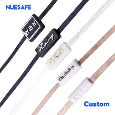 China Custom Brand Knitting Gold Foil Embossed Logo Plastic Locking Loop Hang Tag Seal String Lock For Garment for sale