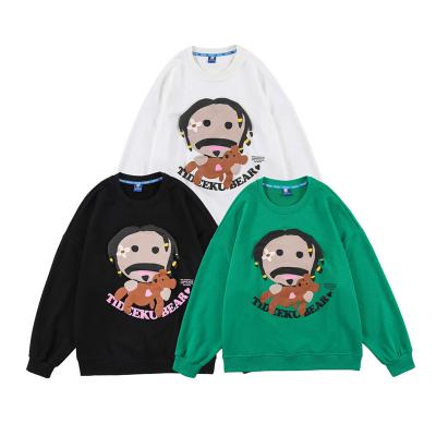 China Cute Anti-wrinkle Bear Plain Sweater Custom Without Printing High Quality Winter Hooded Fashion With Puff Down Round Neck Sweatshirts for sale