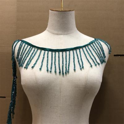 China Handmade Wholesale Fashion Hanger Trim Applique Sequin Beaded Trim For Dress for sale