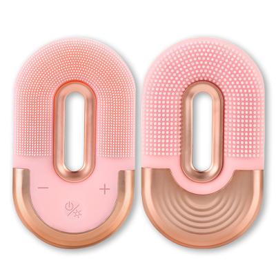 China Dropshipping Acne Treatment 3 In 1 Waterproof Silicon Face Massager With Led Sonic Facial Brush Light Radio Cleaning Filling for sale