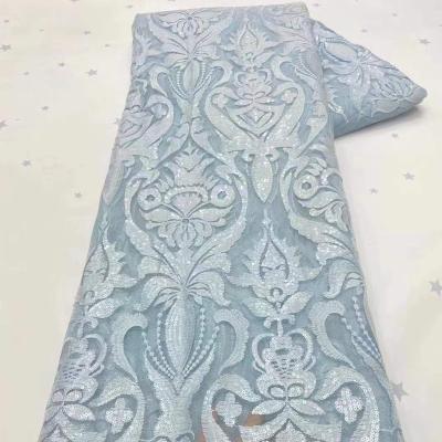 China French Flame Retardant Wedding Lace Fabric Embroidery Lace Wedding Dress Fabric for sale