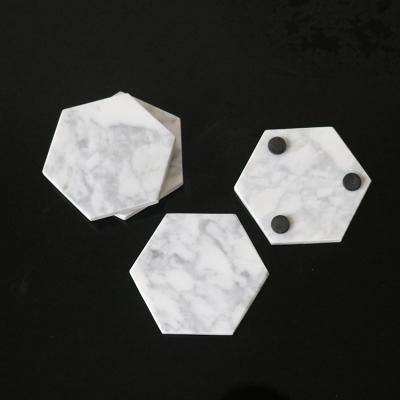 China Viable Wholesale Tablet Thickness Custom Stone Coaster Marble Hexagon Coaster for sale