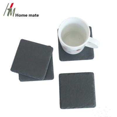 China Sustainable New Arrive Tableware Square Natural Slate Drinks Coasters Set of 4 for sale