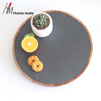 China Home Portable Round Slate and Cheese Sustainable New Product Lazy Susan Wood Art and Craft Board for sale