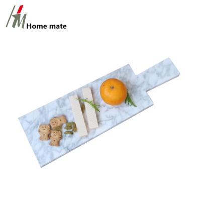 China Sustainable Personalized Soft White Marble Cheese Board Server Platter With Handle for sale